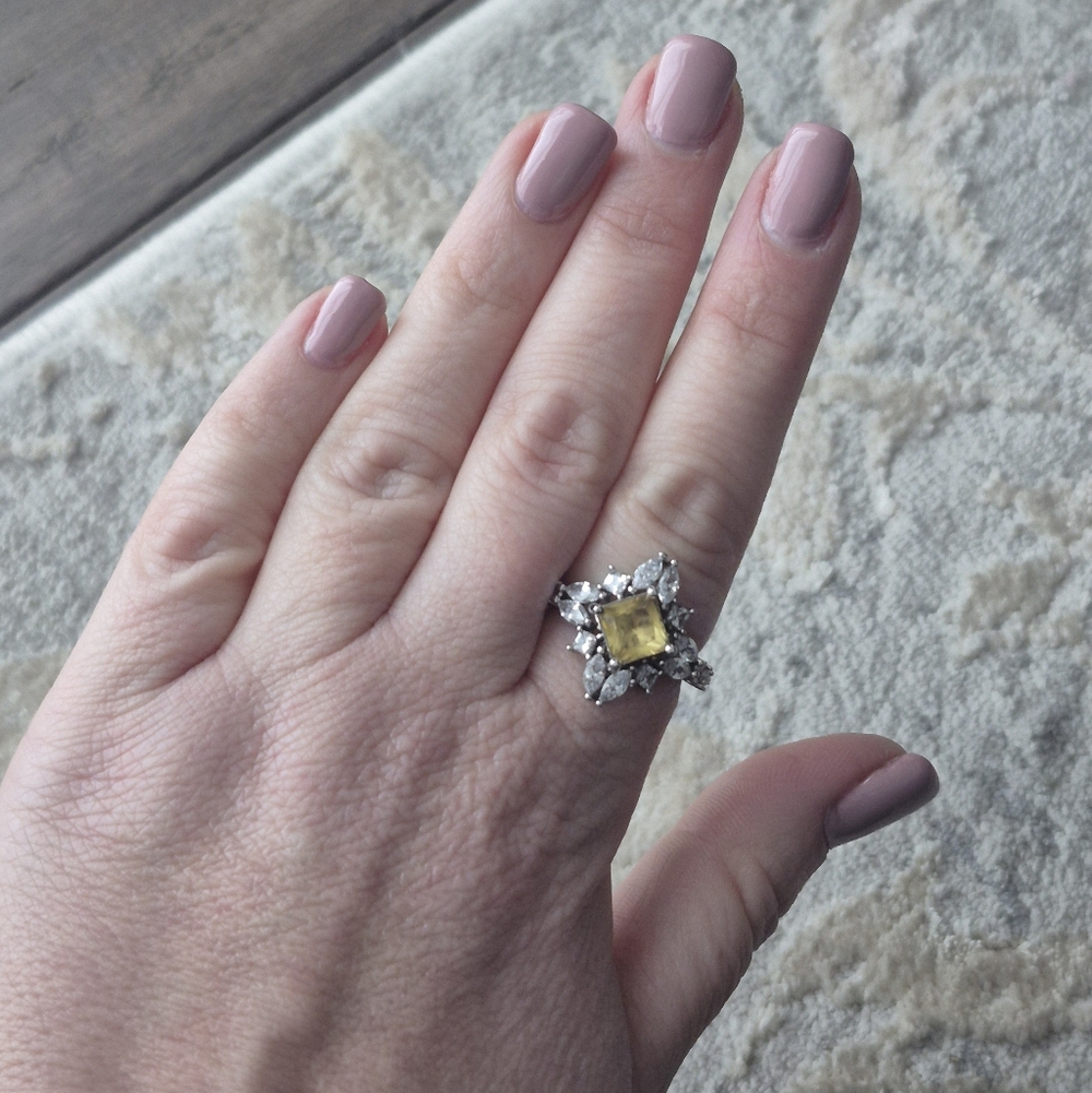 Dazzling Silver Ring with Yellow Gemstone